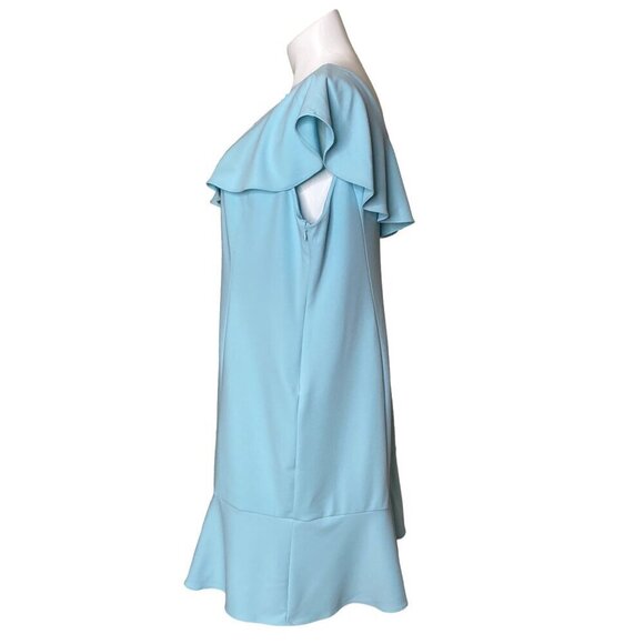 Julia Jordan One Strap Ruffle Shoulder Dress, Light Blue Women's Size 20W - Picture 5 of 10